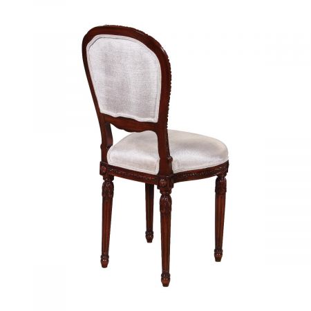 Beistellstuhl Paris edler Stuhl Esszimmerstuhl in Mahagoni mit Stoffbezug