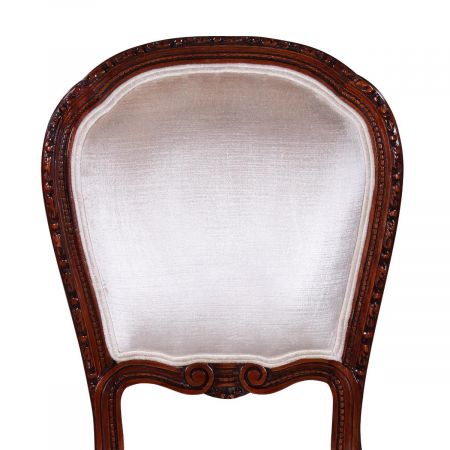 Beistellstuhl Paris edler Stuhl Esszimmerstuhl in Mahagoni mit Stoffbezug