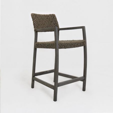 Retro Barstuhl "Loni" mit geflochtener Sitzfläche