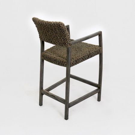 Retro Barstuhl "Loni" mit geflochtener Sitzfläche