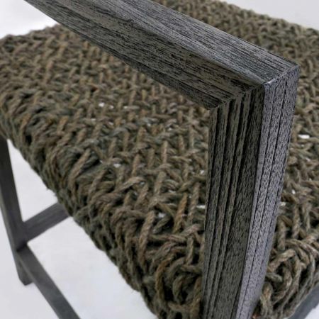 Retro Barstuhl "Loni" mit geflochtener Sitzfläche