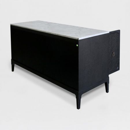Retro Sideboard "Ryder" mit Marmor Platte, schwarz