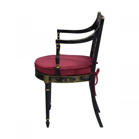 Edler aufwendig verzierter Stuhl Chinoiserie in schwarz mit goldenen Details Dekostuhl Beistellstuhl