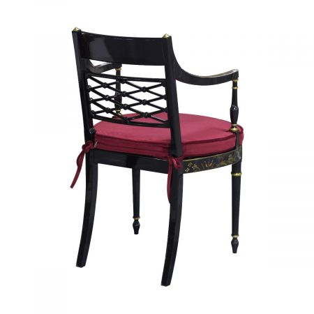 Edler aufwendig verzierter Stuhl Chinoiserie in schwarz mit goldenen Details Dekostuhl Beistellstuhl