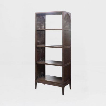 Retro Bücherregal / Raumteiler "Chennai", mit Geflecht