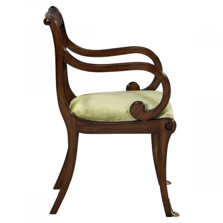 Regency Dining Armchair in Burl mit Stoffbezug