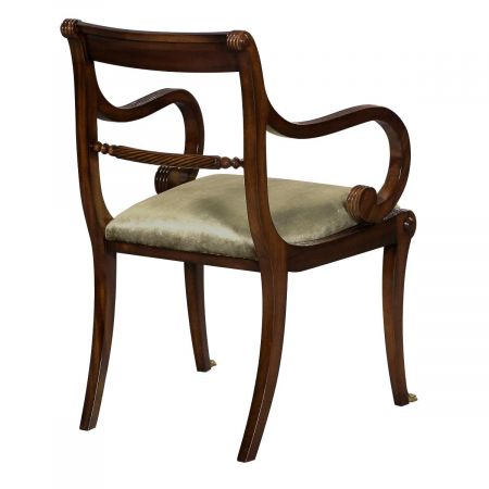 Regency Dining Armchair in Burl mit Stoffbezug