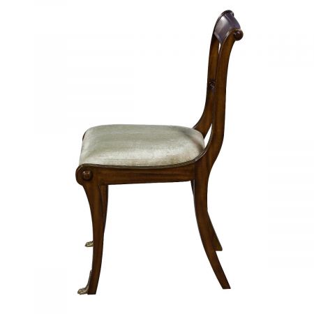 Regency Esszimmer Stuhl Beistellstuhl in Burl mit Stoffbezug