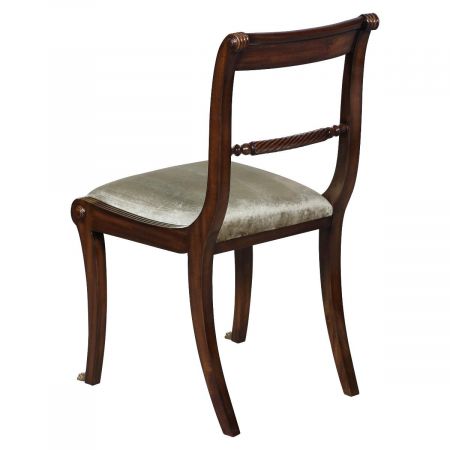 Regency Esszimmer Stuhl Beistellstuhl in Burl mit Stoffbezug