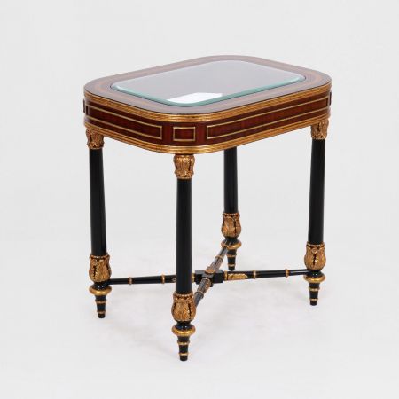 Sidetable "Karna" in Mahagoni mit Glassplatte