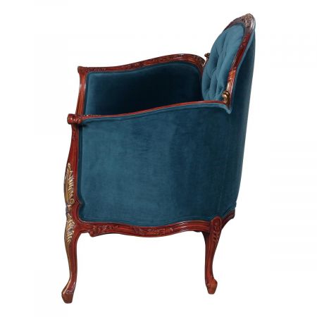 Sofa, French, "Antoinette" mit edlem Stoffbezug und vergoldeter Holzoptik