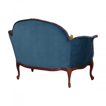 Sofa, French, "Antoinette" mit edlem Stoffbezug und vergoldeter Holzoptik