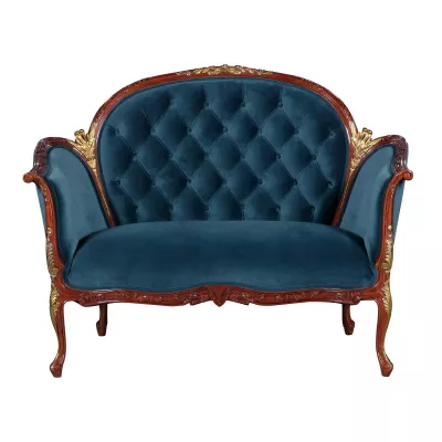 Sofa, French, "Antoinette" mit edlem Stoffbezug und vergoldeter Holzoptik