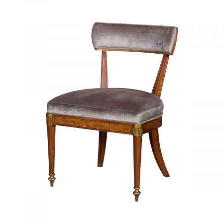 Stuhl "Clara" in Burl mit Leder in Braun