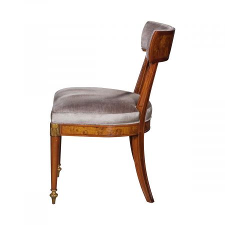 Stuhl "Clara" in Burl mit Leder in Braun