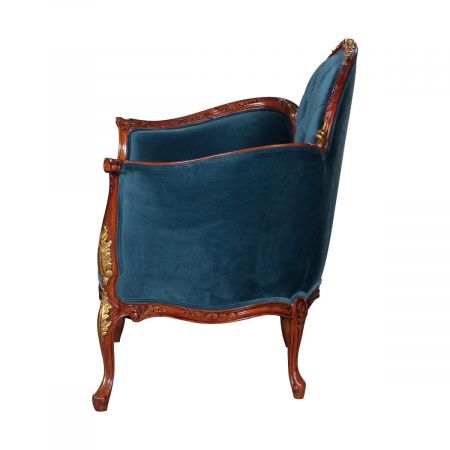 Vintage Sessel edler Stuhl im Barock-Stil aus Holz mit violettem Samt "Antoinette"