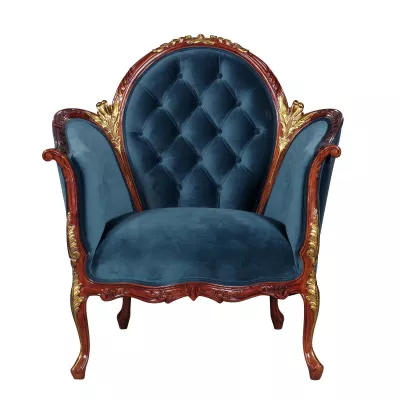 Vintage Sessel edler Stuhl im Barock-Stil aus Holz mit violettem Samt "Antoinette"