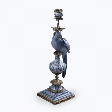 Porzellan Kerzenständer Papagei Vogel Rechts