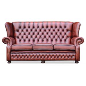 "Abigail" original Chesterfield Sofa Echtleder 3-Sitzer englisches Ledersofa