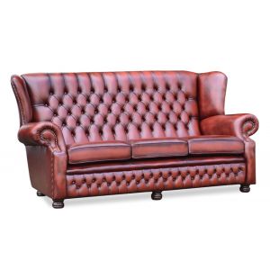 "Abigail" original Chesterfield Sofa Echtleder 3-Sitzer englisches Ledersofa