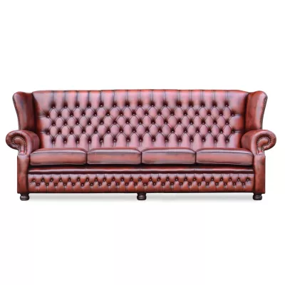 "Abigail" original Chesterfield Sofa Echtleder 4-Sitzer englisches Ledersofa