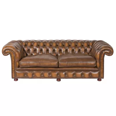 "Dexter" original Chesterfield Sofa Echtleder 3-Sitzer englisches Ledersofa