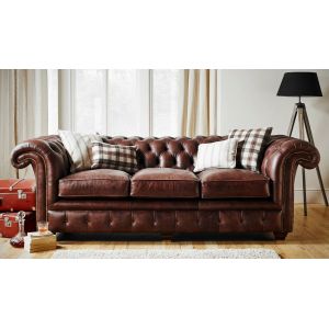 "Dexter" original Chesterfield Sofa Echtleder 3-Sitzer englisches Ledersofa