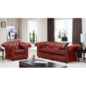 "Dexter" original Chesterfield Sofa Echtleder 3-Sitzer englisches Ledersofa