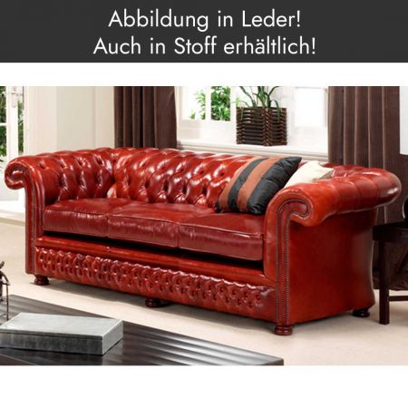 "Dexter" 2-Sitzer Original englisches Chesterfield Sofa (Abb. in Leder)