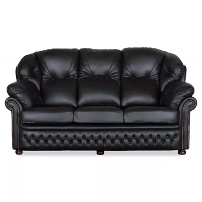 "Eleanor" original Chesterfield Sofa Echtleder 3-Sitzer englisches Ledersofa