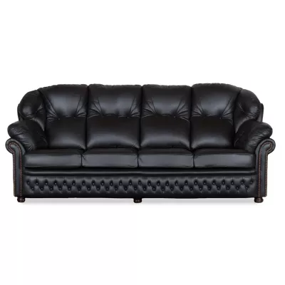 "Eleanor" original Chesterfield Sofa Echtleder 4-Sitzer englisches Ledersofa