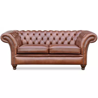 Chesterfield Sofa "Empire" original Echtleder 3-Sitzer englisches Ledersofa