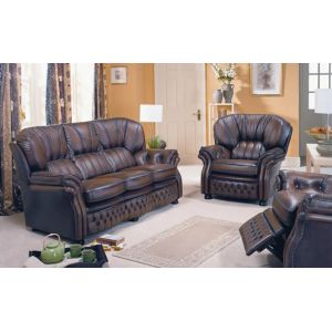 "Hailey" original Chesterfield Sofa Echtleder 3-Sitzer englisches Ledersofa