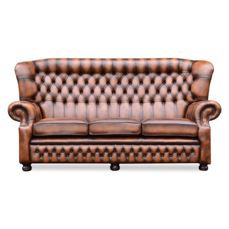 "Harvey" original Chesterfield Sofa Echtleder 3-Sitzer englisches Ledersofa