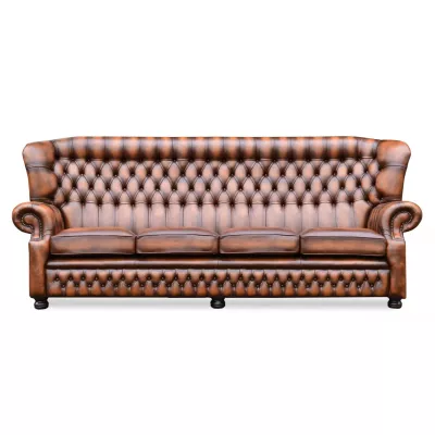 "Harvey" original Chesterfield Sofa Echtleder 4-Sitzer englisches Ledersofa