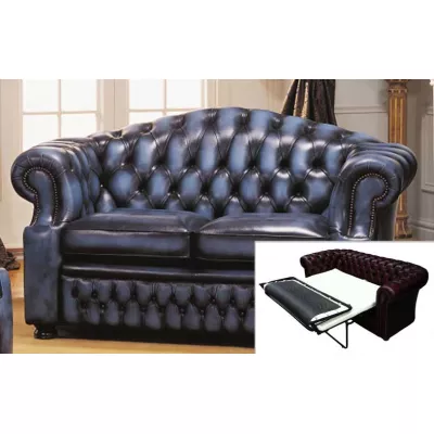 Chesterfield Sofa "Hugo" 2-Sitzer Schlaffsofa (Matratze: 95cm)