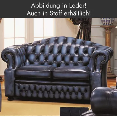 Chesterfield Stoffsofa "Hugo" 2-Sitzer Original englisch