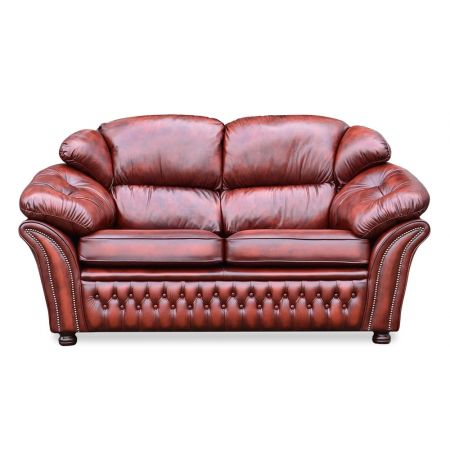 "Mia" Chesterfield Sofa original 2-Sitzer Echtleder