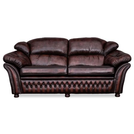 "Mia" original Chesterfield Sofa Echtleder 3-Sitzer englisches Ledersofa