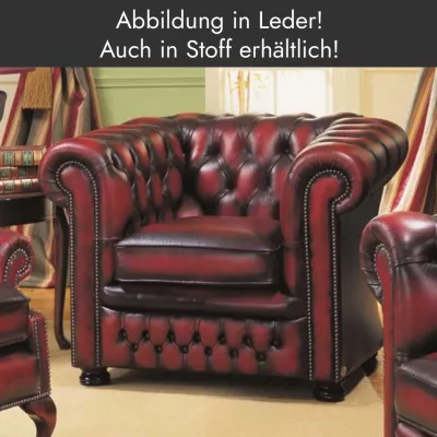 "Nathan" Chesterfield Sessel (Abb. in Leder)