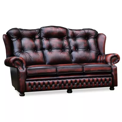 "Taylor" original Chesterfield Sofa Echtleder 3-Sitzer englisches Ledersofa