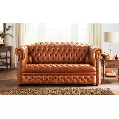 Chesterfield Sofa "Hugo" Buttonseat original 3-Sitzer