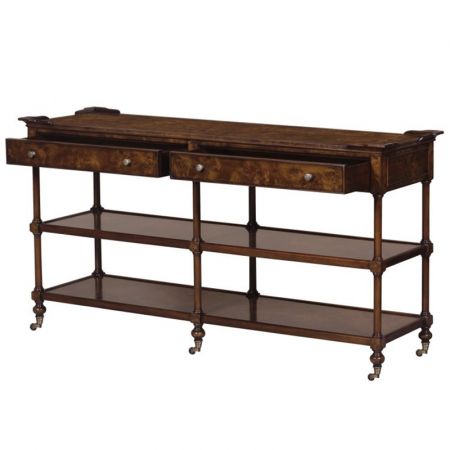 Konsole rechteckig mit 2 Schubladen Wurzelholz