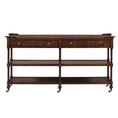 Konsole rechteckig mit 2 Schubladen Wurzelholz