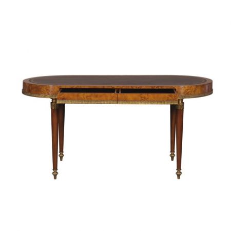 Schreibtisch Art-Deco Desk Clara in Mahagoni Leder Top
