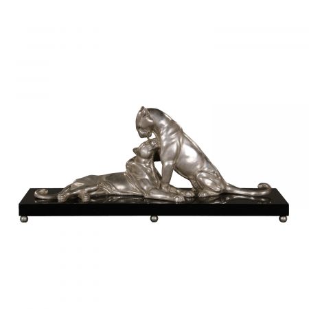 "Zwei Tiger" vernickelte Bronzefiguren