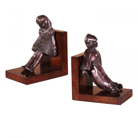 "Mädchen und Clown" Buchstützen Bookends