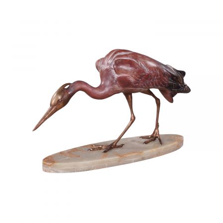 "Reiher" handbemalte Bronzefigur