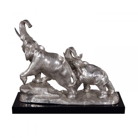 "Marschierende Elefanten II" vernickelte Bronzefiguren mit handbemalten Details