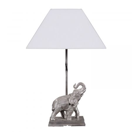 "Elefanten Lampe II" vernickelte Bronzelampe vernickelte Bronzefigur 